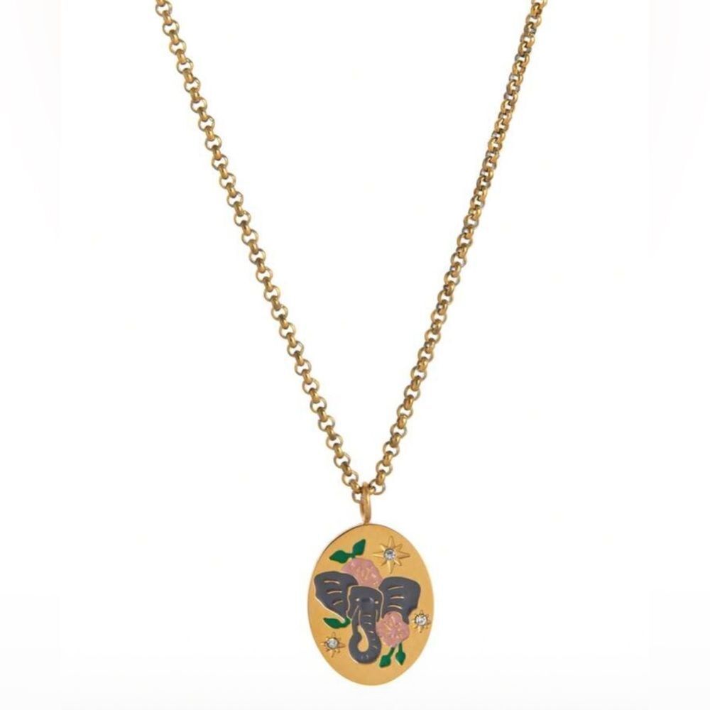 Gold Elephant Pendant Necklace S910
